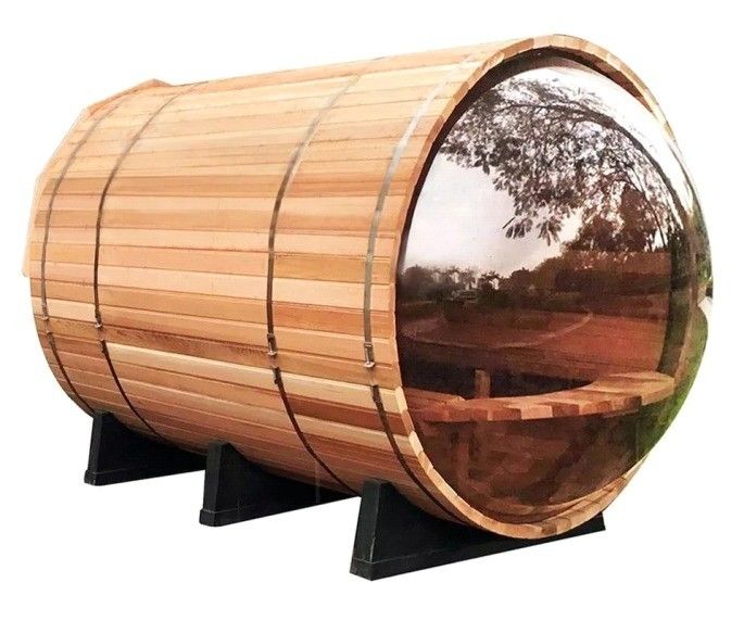 2025년 3~4인용 390KG 컴퓨터 제어 패널 노르딕 레저 헴록/레드 시더 야외 파노라마 유리 사우나 룸